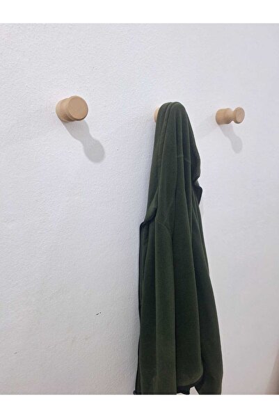 Adatepe Ahşap 3 Lü Duvar Askılık Modern Natural Vernikli