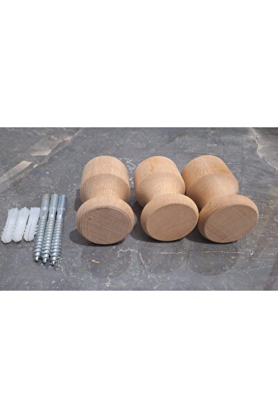 Adatepe Ahşap 3 Lü Duvar Askılık Modern Natural Vernikli