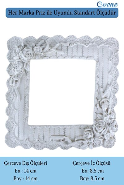 Evene Priz Süsü Dekoratif Priz Çerçevesi Anahtar Çerçevesi Gümüş Renk Model 1