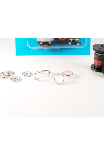 Klinkshop Pink Pearlescent 10.5 Mm Click-Shirt Snap Kit-With Hammer Application Apparatus- 25 Pieces Stainless Brass