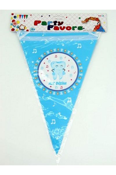 Kazanabil MY FIRST TOOTH IS WRITTEN TOOTH WHEAT PARTY TRIANGLE PENNY FLAG BLUE