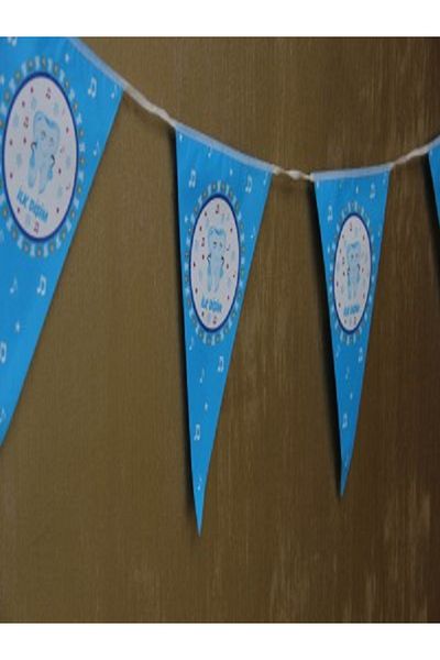 Kazanabil MY FIRST TOOTH IS WRITTEN TOOTH WHEAT PARTY TRIANGLE PENNY FLAG BLUE