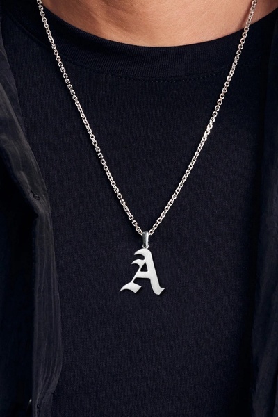 MIDORA Erkek Hiphop A Harfli Kolye 925 Ayar Gümüş