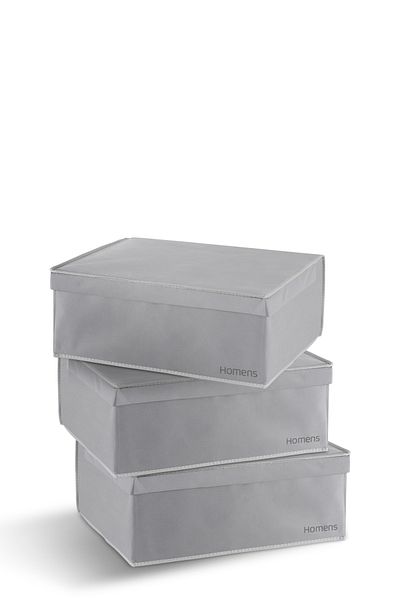 HOMENS 3 Pieces Covered Velcro Tape Base Size Box Storage 50x40x19