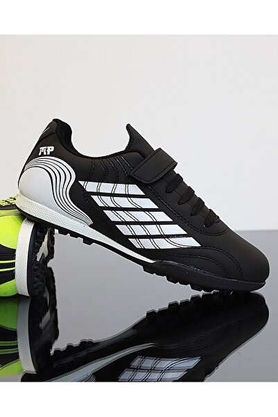 MP ONE Kidessa 1746-1350 Bantlı Çocuk Halı Saha Futbol Ayakkabısı siyah beyaz