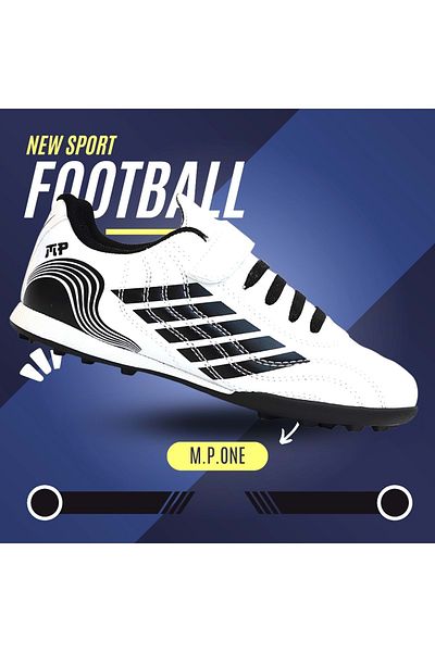 MP ONE Kidessa 1746-1350 Striped Children's Astroturf Football Shoes WHITE