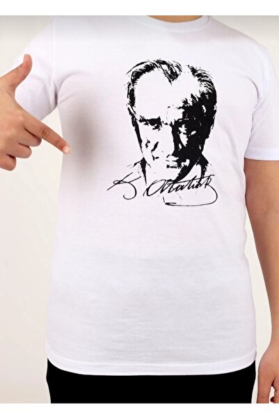 Esterella unisex children's ataturk printed t-shirt/ t-shirt / white ataturk printed t-shirt