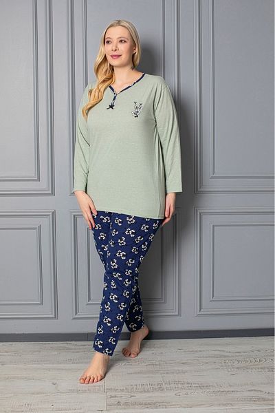 Asel Σετ Πυτζάμες με Σχέδιο Plus Size