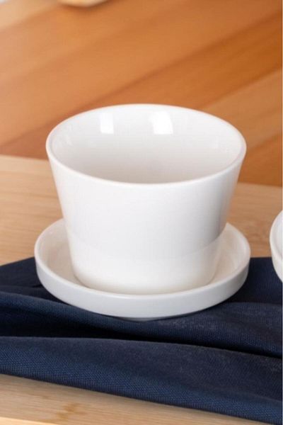 Digithome طبق فرن بورسلين بغطاء دائري أبيض 9.5 سم من Acar Bianco Perla - Sct-05426 C320.033