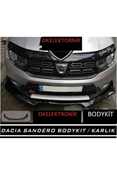 DKELEKTRONİK Dacia Sandero Uyumlu Ön Tampon Eki Body Kit Karlık Lip Siyah