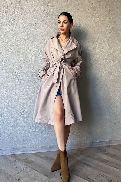 Seda Yalçın Atelier Mink Belted and Buttoned Trench Coat