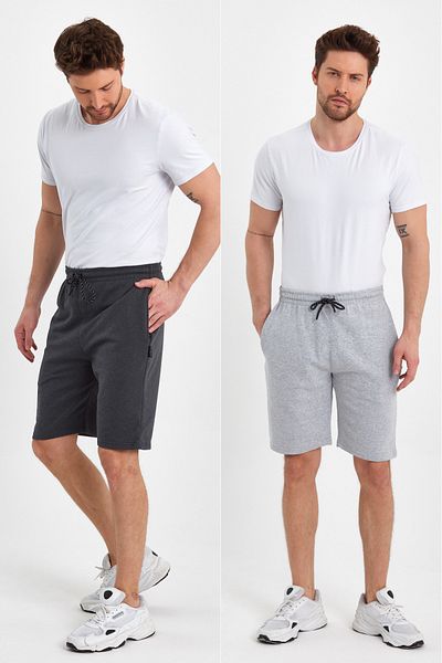 mmetalic Regular Fit Comfortable Cut Anthracite-grey 2-Piece Men's Shorts with Side Pockets