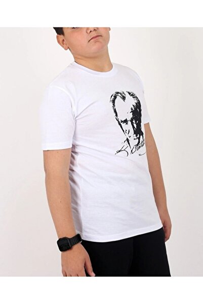 Esterella unisex children's ataturk printed t-shirt/ t-shirt / white ataturk printed t-shirt