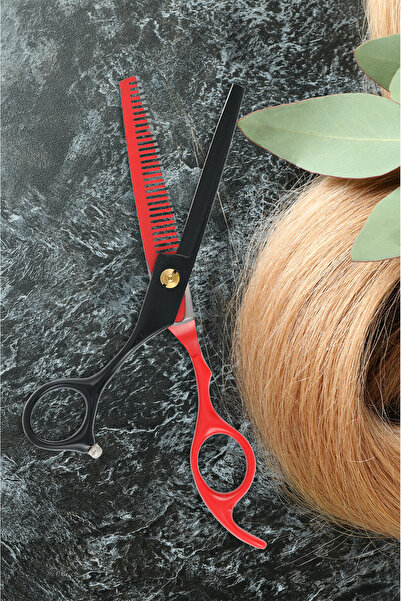 xolo Profesyonel Kuaför Berber Makası Ara Makas 6.5 İnç Saç Kesim Makası Red Black XLQ509B