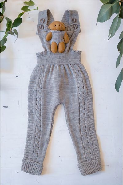 gogo bici Winter Winter Teddy Bear Hanger Buttoned Baby Kids Knitwear Tights Salopet