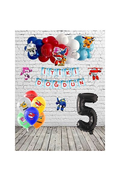 LOTUS PARTY 5 Year Old Licensed Wonderful Wings Birthday Party Set - Wonderful Wings 3d banner and Printed Balloon