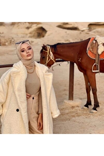 feronis Tesettür Kadın Penye Şal Modeli _ Bej