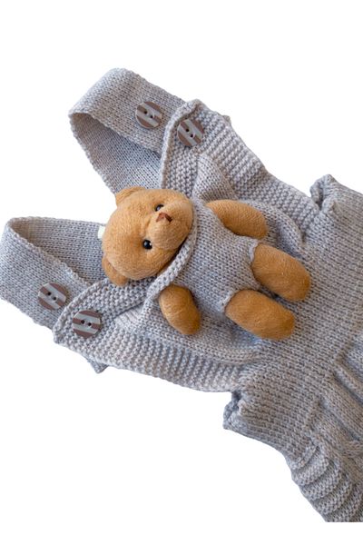 gogo bici Winter Winter Teddy Bear Hanger Buttoned Baby Kids Knitwear Tights Salopet