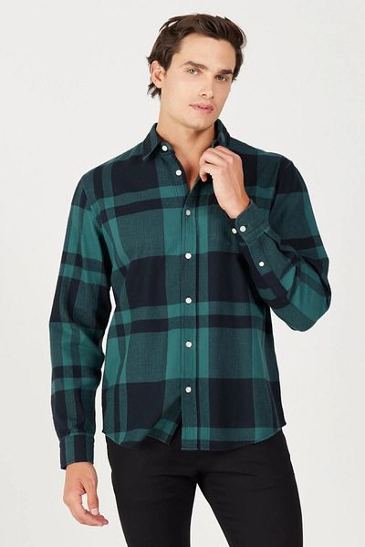 WRANGLER 100% Cotton Plaid Relaxed Fit Shirt Men's SHIRT W5A26XG61
