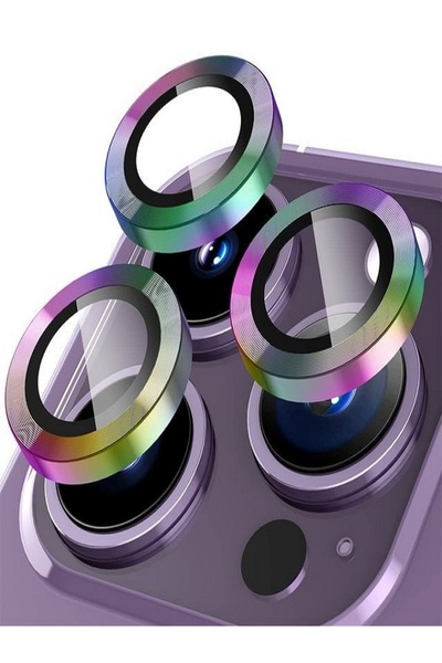 ERMER عدسة حماية الكاميرا المتوافقة مع هاتف iphone 12 Pro Max، عدسة حماية قوس قزح عالية الدقة مع إطار معدني من الياقوت