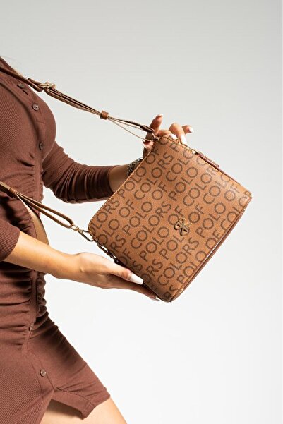 ImPolo Γυναικεία τσάντα ώμου και χιαστί Impolo Alberta KamelEmpirme Printing, μέγεθος 19x23