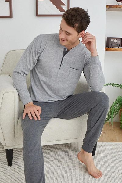 KLY PİJAMA KLY 9244 Half Button Pajamas Set