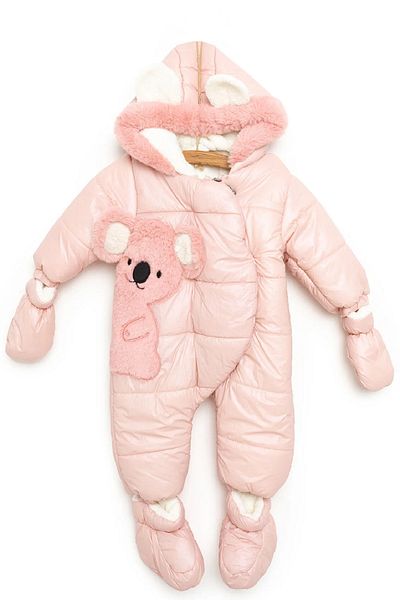 PODİUM GİYİM NEW Soft Fabric Baby Cosmonaut-Astronaut Jumpsuit with Cute Koala Figure, Winter Lining and Fur Lining