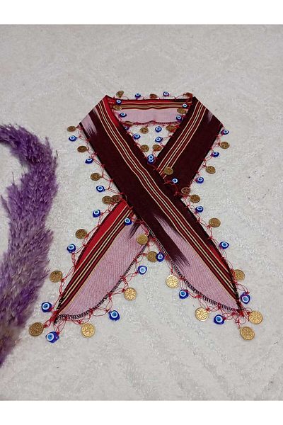 LABELLA COLLECTİON MONKEY FABRIC BANDANA LYRALI EVIL EYE BEADED COUNTER