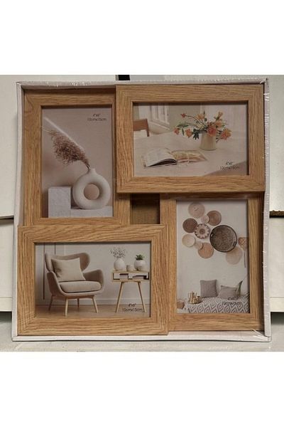 AteşTech 4 Compartment Real Wood Photo Frame