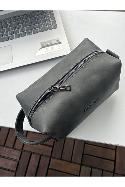 DERKON GRAY 100% GENUINE LEATHER HANDBAG