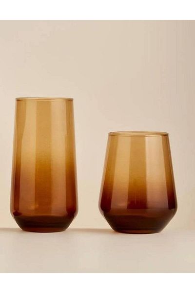 Paşabahçe 12 Piece Amber Cup Set for 6 People