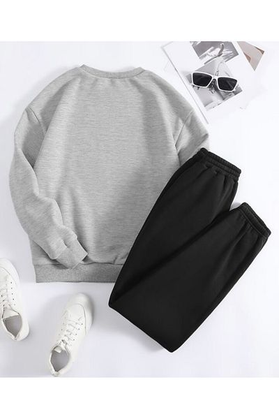 BYMEER Unisex Grey Black Crew Σετ φόρμας με στάμπα Michigan
