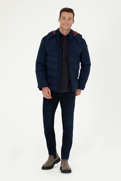 U.S. Polo Assn. Nilly23K Men's Hooded Quilted Coat Navy Blue