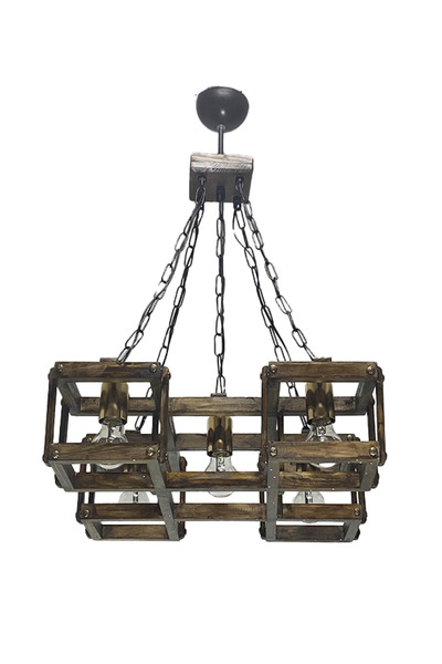 MASİFİDEA Masifidea Ahşap Sarkıt Avize 5'lİ