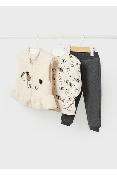 MAYORAL Baby Girl Dark Gray Tracksuit Vest Set