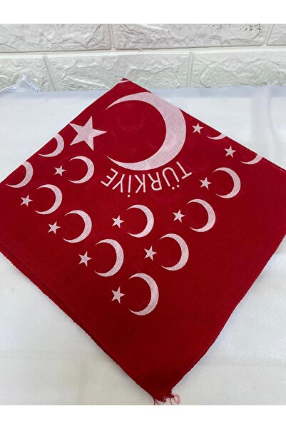 sema aksesuar Red Moon Star Turkish Flag Themed Cotton Fabric Scarf - Bandana - 23 April, 29 October, 19 May