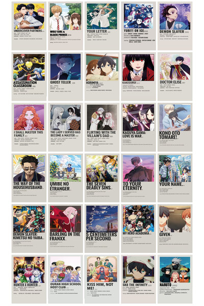 smartman Anime Movie 30'lu Duvar Posteri Seti Manga Anime Poster Kolaj Seti