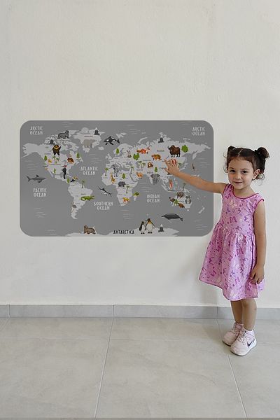 modagoss Educational World Map - Children's and Baby's Room Wall Sticker 3794