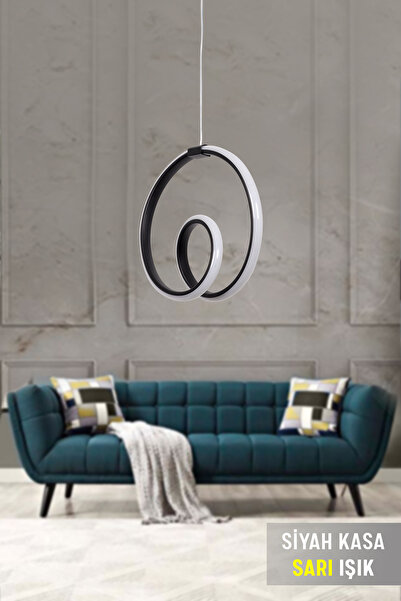 PARBEK Zen Modern Sarkıt Led Avize Salon Mutfak Oda Hol Ledli Avize – Siyah K...
