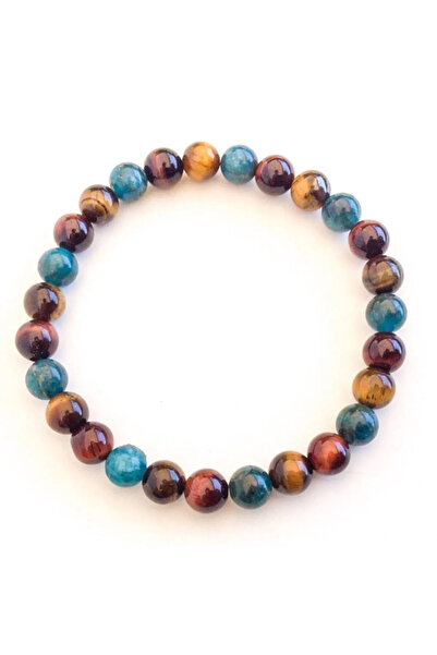 NehirTaş Sertifikalı Hakiki Kaplan Gözü , Apatit Yıldız Düşüklüğü Için Şifalanma Bileklik 8mm