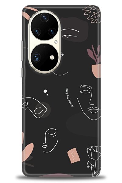 MRCİLETİSİM حافظة هواوي P50 Pro مطبوعة بدقة HD - صورة ظلية سوداء + واقي شاشة ...