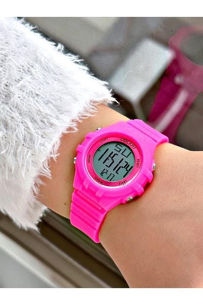 Cockpit Digital Women's Wristwatch with Silicone Strap 5 ATM Waterproof Alarm and Luminous Stopwatch