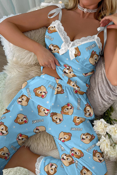 PEMBİŞ HOMEWEAR Σετ πιτζάμες με στάμπα Ardilla Paila Trend Strap Pants Squirr...