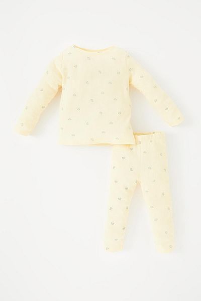DeFacto Baby Girl Printed Long Sleeve Ribbed Camisole Pajama Set