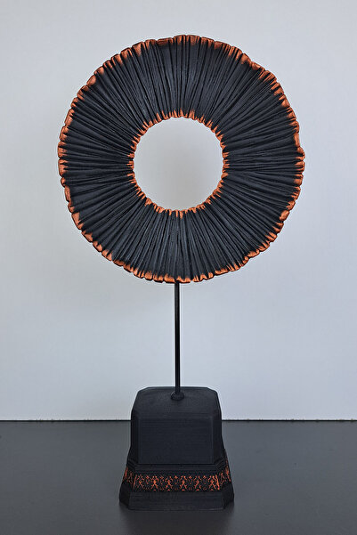 Euro Decora Dekoratif Modern Halka Biblo Polyester Siyah Büyük boy 35x19 Cm