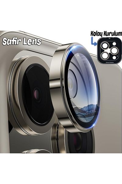 EDELFU iPhone 15 Pro Max / 15 Pro Compatible Sapphire Camera Protector Real Glass Metal Camera Lens Protector