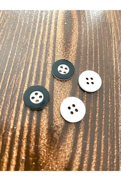 canan dizayn 12.5 MM BLACK-WHITE POLYESTER BUTTON (25 PIECES)