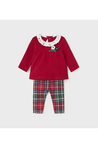 MAYORAL Baby Girl Plaid Set Red
