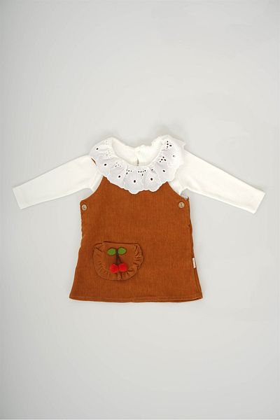 MİNİKO KİDS Baby Girl 2-Piece Cherry Patterned Long Sleeve Dress