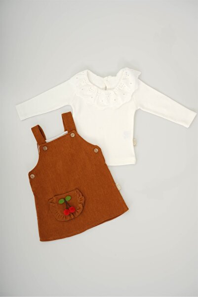 MİNİKO KİDS Baby Girl 2-Piece Cherry Patterned Long Sleeve Dress